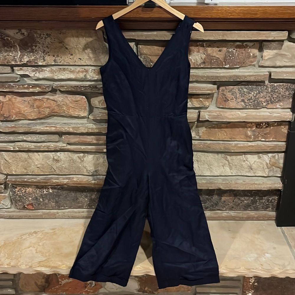 Banana Republic Wide Leg Jumpsuit Sleeveless Linen Blend Navy